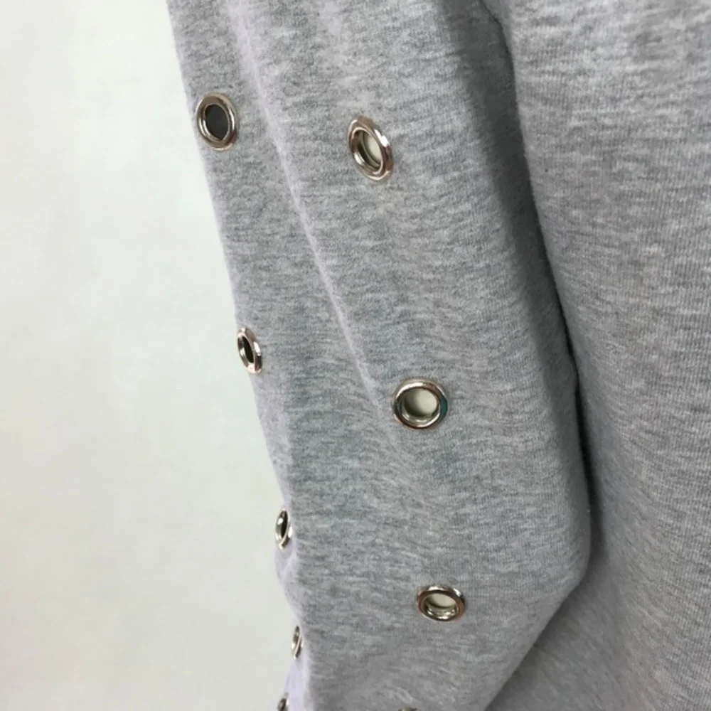 Joe's Jeans Light Gray Grommet-Detail Crewneck Sweatshirt
